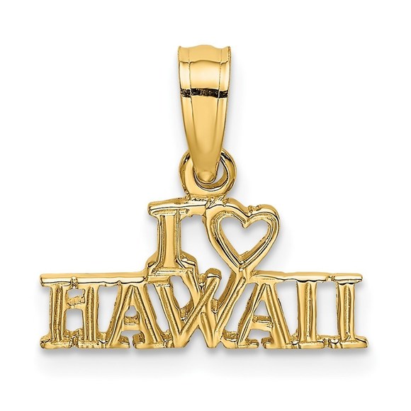 14k Yellow Gold Mini Travel I HEART HAWAII Necklace/Bracelet Charm Pendant